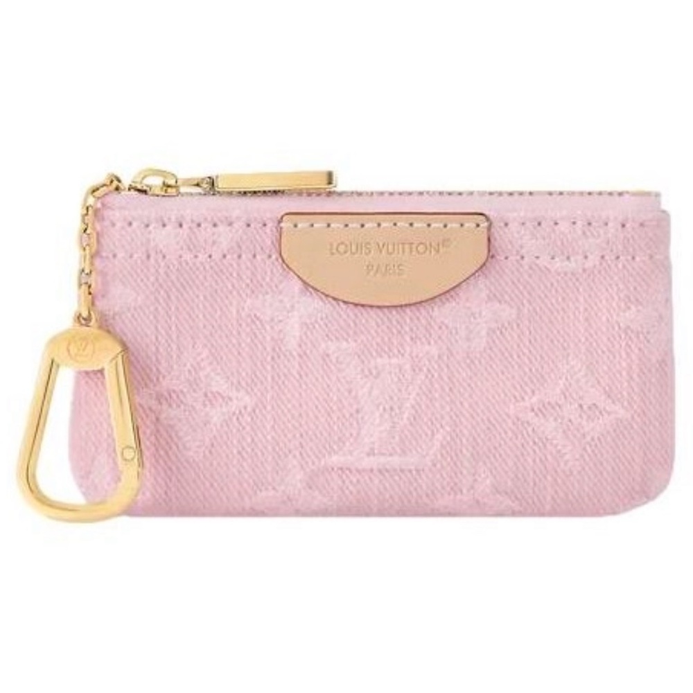NWT Louis Vuitton Pink Monogram Denim Key/Card  Holder